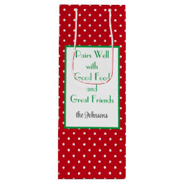 Custom Red & White Dotter Schweizer Muster Geschenktüte Für Weinflaschen
