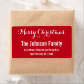 Custom Red White Elegante Weihnachts-Rücksendeadre (Insitu)