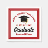 Custom Red White Graduate 2025 Graduation Party Serviette (Vorderseite)