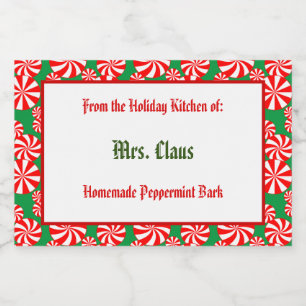 Custom Red White Holiday Peppermint auf Green Lebensmitteletikett