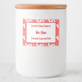 Custom Red White Holiday Peppermint Pattern Food L Lebensmitteletikett (Vorderseite)