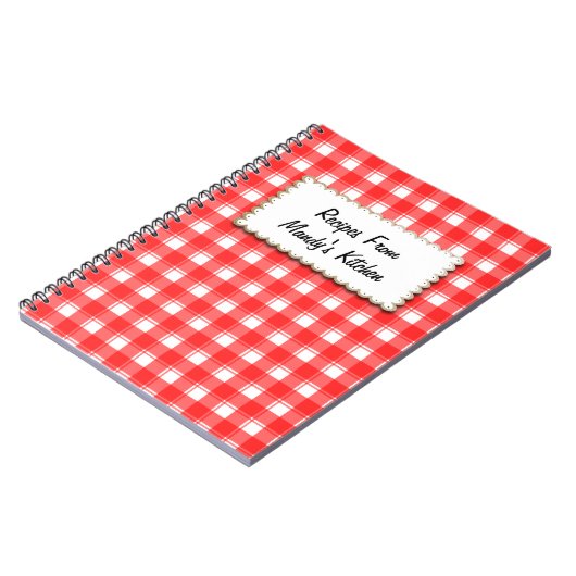 Custom Red White Kariert Stripes Rezept Notebook Notizblock (Linke Seite)