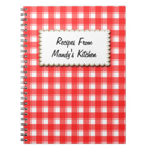 Custom Red White Kariert Stripes Rezept Notebook Notizblock