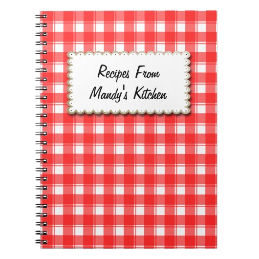 Custom Red White Kariert Stripes Rezept Notebook Notizblock (Vorderseite)