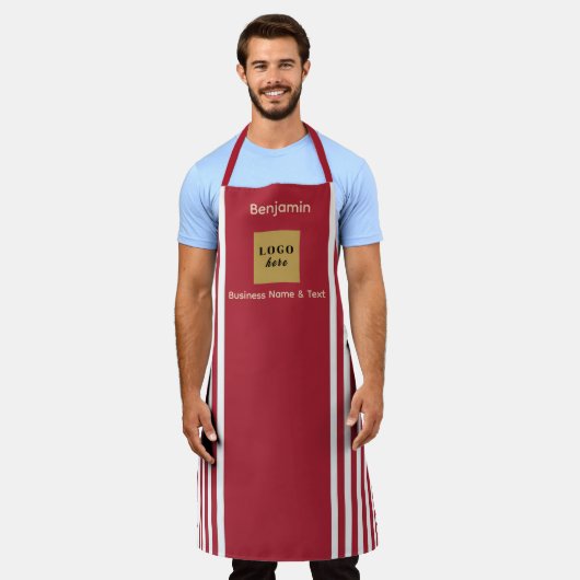 Custom Red & White Strip Schürze (Getragen)