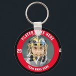 Custom Red Youth Ice Hockey Teams Button Schlüssel Schlüsselanhänger<br><div class="desc">Hockeygepäck-Anhänger können so gut wie alles sein. Diese Hockey-Schlüsselanhänger sind auch ideal geeignet, um sich an Reißverschluss-Pulls auf Hockeybeuteln zu befestigen, um schnell Ausrüstung und Gepäck zu erkennen. Eishockey-Schlüsselanhänger sind großartig für Hockey-Mamas und Eltern, die gewollt haben, mit ihren Hockeyspielern zu prahlen. Personalisieren Sie mit Foto, Namen und Nummer Ihrer...</div>