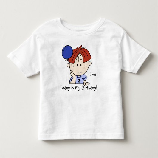 Custom Redhead Boy mit Ballon Geburtstag T - Shirt (Vorderseite)