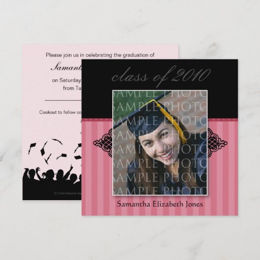 CUSTOM Regal SQUARE Abschluss Einladung (Rose) (Vorne/Hinten)