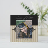 CUSTOM Regal SQUARE Abschluss Einladung (taupe) (Stehend Vorderseite)