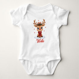 Custom Reindeer Christmas Baby Bodysuit Name Baby Strampler