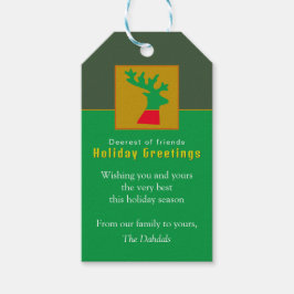 Custom Reindeer Forest Green Holiday Greetings Geschenkanhänger