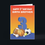 Custom Relation Birth Brother Boy 3. Geburtstag Sp Karte<br><div class="desc">Auf der Vorderseite dieser Karte befinden sich farbenfrohe Sportbälle. Es wäre schön,  einem kleinen Jungen bei der Feier seines 3. Geburtstages zu geben. Personalisieren Sie dieses mit der Beziehung,  die Sie mit ihm haben. Bestellen Sie diese Karte noch heute.</div>