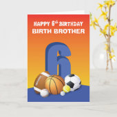 Custom Relation Birth Brother Junge 6. Geburtstag  Karte (Gelbe Blume)