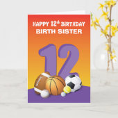 Custom Relation Birth Sister Girl 12. Geburtstag Karte (Gelbe Blume)