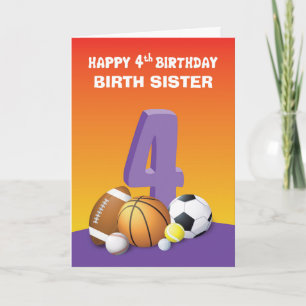 Custom Relation Birth Sister Girl 4. Geburtstag Karte