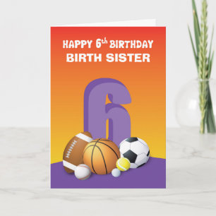 Custom Relation Birth Sister Girl 6. Geburtstag Karte