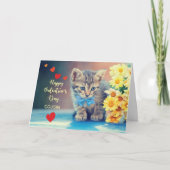 Custom Relation Cousin Liebe Valentine Kitten Karte (Vorderseite)