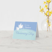 Custom Relation Godson Christening Dove on Blue Karte (Gelbe Blume)