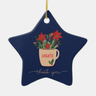 Custom Relation Vielen Dank an Christmas Poinsetti Keramik Ornament