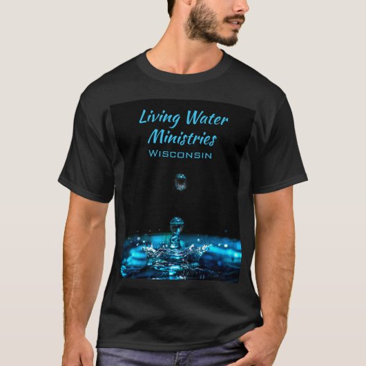 Custom Religious Ministry Blue Black Water T-Shirt (Vorderseite)