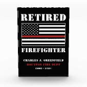 Custom Remüde Firefighter Thin Red Line Geschenk Fotoblock (Vorderseite)