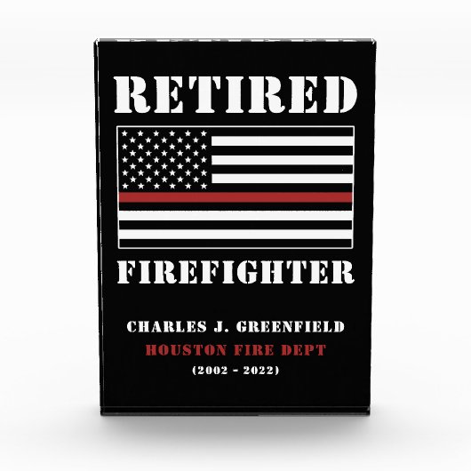 Custom Remüde Firefighter Thin Red Line Geschenk Fotoblock (Vorderseite)