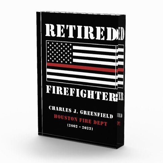 Custom Remüde Firefighter Thin Red Line Geschenk Fotoblock (Rechts)