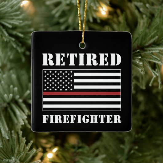 Custom Remüde Firefighter Thin Red Line Geschenk Keramikornament (Baum)