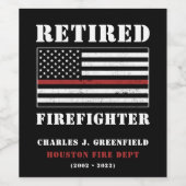 Custom Remüde Firefighter Thin Red Line Geschenk Weinetikett (Einzelnes Label)