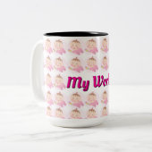 Custom Repeating Kid Photo & Name Gift Zweifarbige Tasse (Vorderseite Links)