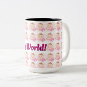 Custom Repeating Kid Photo & Name Gift Zweifarbige Tasse (VorderseiteRechts)