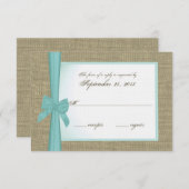 Custom Response Card Burlap- und Aqua Bow RSVP Karte (Vorne/Hinten)