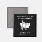 Custom Restaurant Black and White Siverware Magnet (Vorderseite/Rückseite)