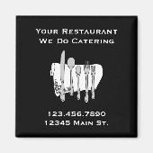 Custom Restaurant Black and White Siverware Magnet (Vorne)