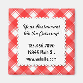 Custom Restaurant Business Red Kariert Magnet (Vorne)