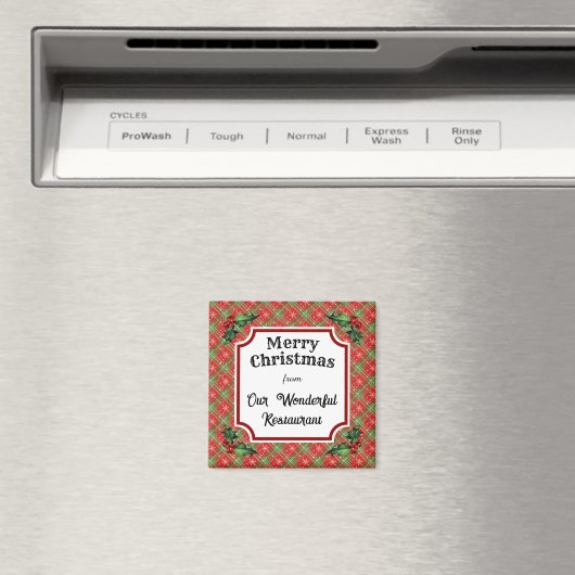Custom Restaurant Christmas Red Kariert Magnet (In Situ (Geschirrspüler))