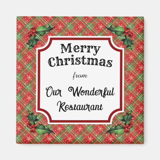 Custom Restaurant Christmas Red Kariert Magnet (Vorne)