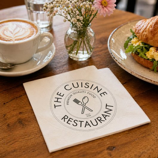 Custom Restaurant Logo Modern Square  Serviette