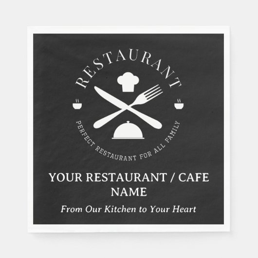 Custom Restaurant oder Café oder Diner Black Serviette (Vorderseite)