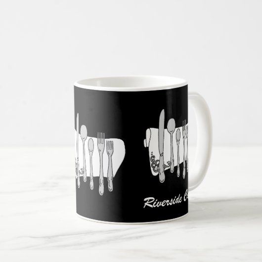 Custom Restaurant Silverware Schwarz-weiße Tasse (VorderseiteRechts)