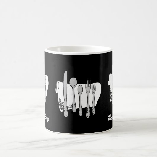 Custom Restaurant Silverware Schwarz-weiße Tasse (Mittel)