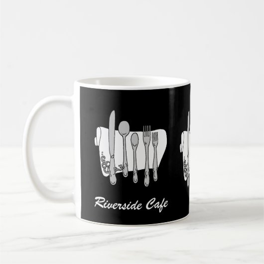 Custom Restaurant Silverware Schwarz-weiße Tasse (Links)