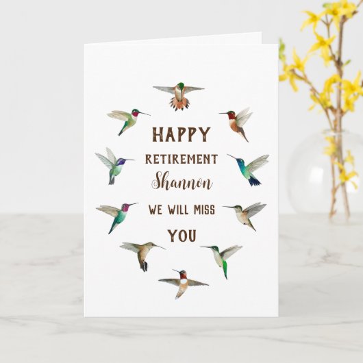 Custom Retiment Hummingbirds Card Karte (Gelbe Blume)