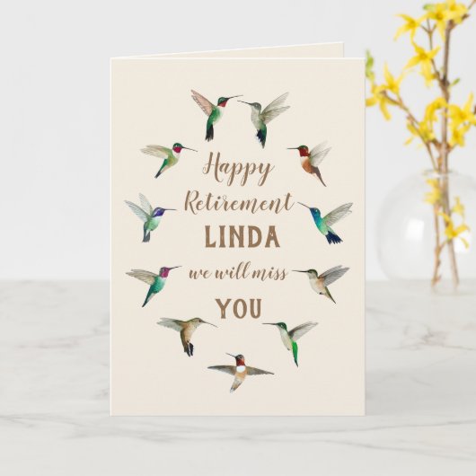 Custom Retirement Hummingbirds Karte (Gelbe Blume)