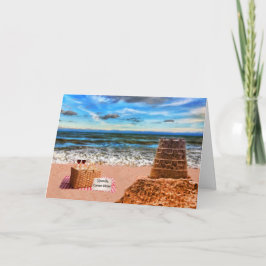 Custom Retirement Sandcastle Beach Picnic Karte