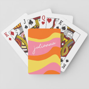 Custom Retro 70er Groovy Orange Pink Einzigartig Spielkarten