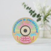 Custom Retro 80er Tropical Neon CD Save the Date Einladung (Stehend Vorderseite)