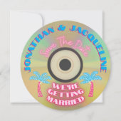 Custom Retro 80er Tropical Neon CD Save the Date Einladung (Vorderseite)
