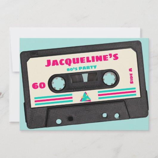 Custom Retro Aighties Music Mix Tape 60. Geburtsta Einladung (Vorderseite)