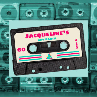 Custom Retro Aighties Music Mix Tape 60. Geburtsta Einladung